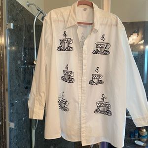 Plus Size Womans 6x Button dn 55% Cotton 45% Poly